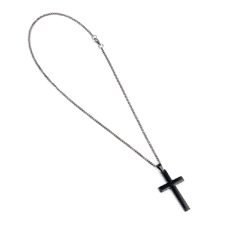 Halsband Kedja med Stort Kors (Svart)