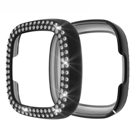 Fitbit Versa 3 / Sense dual-row strass ram - svart