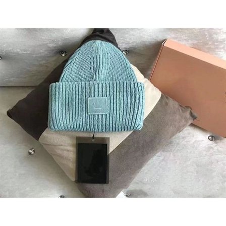 Smiley Uldhue til Par – Firkantet Rullet Højkvalitets Vinterhue, Mintgrøn, Hyggelig Varm Strikket Hue, Trendy Casual Beklædning til Koldt Vejr