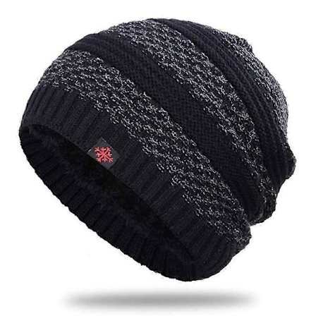 Strikket Vinterhue til Mænd med Blødt Fleecefor, Hold Dine Ører Varme med Stil