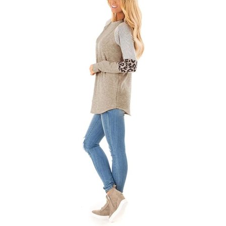 Naisten pitkähihainen printti värilohko tunika pyöreä kaulus