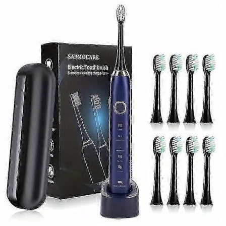 S100 Sonic Elektrisk Tandbørste - USB Genopladelig Vandtæt med 8 Børstehoveder