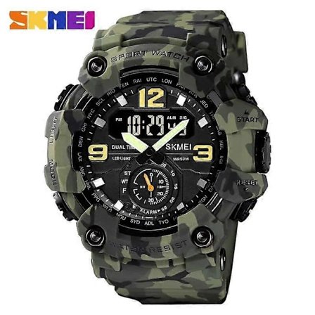 SKMEI 1637 Kaksoisliike 3 Ajan Urheilukello Miesten Vedenpitävä Elektroninen Kello montre homme Iskunkestävä Digitaalinen Miesten Kello