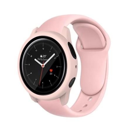 20 mm rem fall för Samsung Galaxy Active2 40 mm 44 mm skärmskydd stötfångare band för Samsung Galaxy Watch 4/5/6 40 mm 44 mm spänne Pink Rose Pink 