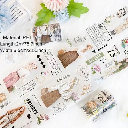 2M / Rulle Piger Kæledyr Tape Klistermærker Scrapbooking Materiale Koreansk Diy Dagbog Dekoration Æstetiske Klistermærker Scrapbooking Leverancer 