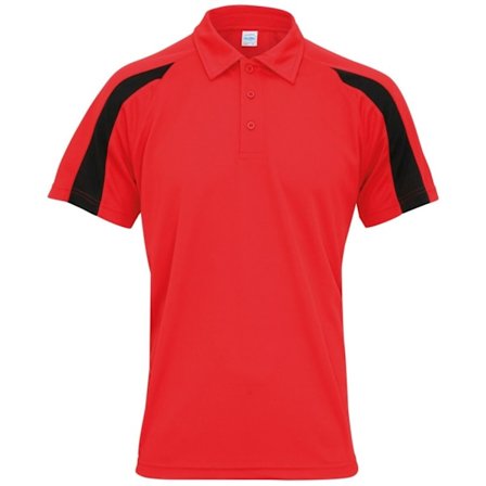 AWDis Cool Mens Contrast Polo Shirt XL Fire Red/Jet Black