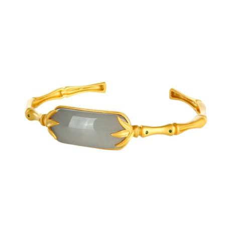 Fresh Golden Smoke Lila Hetian Jade Armband, Retro