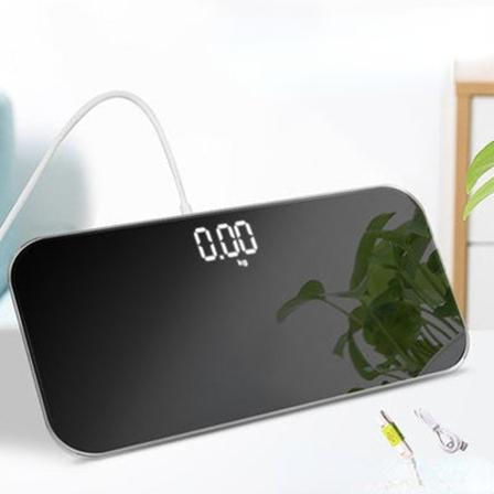 Kroppsvektskala Baderom rund hjørneplattform Digitalt speil Bærbar høypresisjonslading Rechargeable 25*14CM