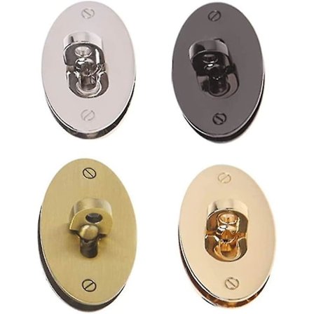 Oval Vridlås, Väsklås, Tumlås, DIY Spänne för Väskor, Böcker, Läder, Tyg, Handväskor, Plånböcker, 4-pack Jul