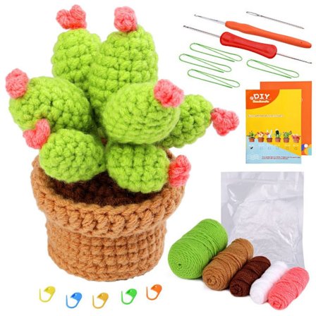 Virkningssats för nybörjare Cactus Crochet Kit A A