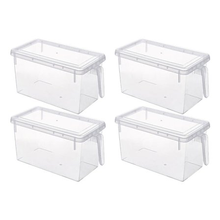 4 st transparenta förvaringslådor i köket, förseglade, för förvaring av spannmål, bönor, matbehållare, kylskåpsförvaring