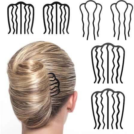 6 STK Hårgaffel Klips Hår Sidekamme U-formet Messy Updo Knold Hårnål Tænder Stifter Stick Vintage Frikadelle Hårstyling Værktøj Tilbehør til Kvinder 