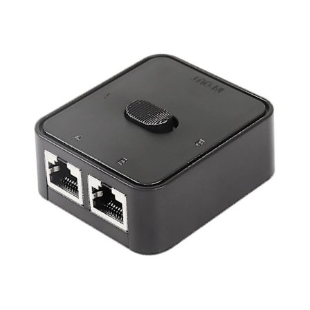 ZZY-Network Lan Switch 2 Porte, Rj45 Netværksnøgle-tryk Switch Splitter Selector Box, 100m 2 Ind 1 Ud Eller 1 Ind 2 Ud, 2 Ports Netværkshub Sort