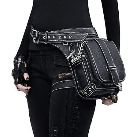 Steampunk midjeväska Fanny Pack Fashion Gothic Läder Axel Väska
