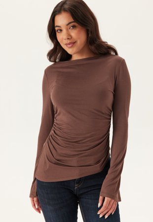 BUBBLEROOM - Boat Neck Asymmetric Top - Brown