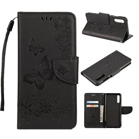 Butterfly läder Samsung Galaxy A50 fodral - Svart