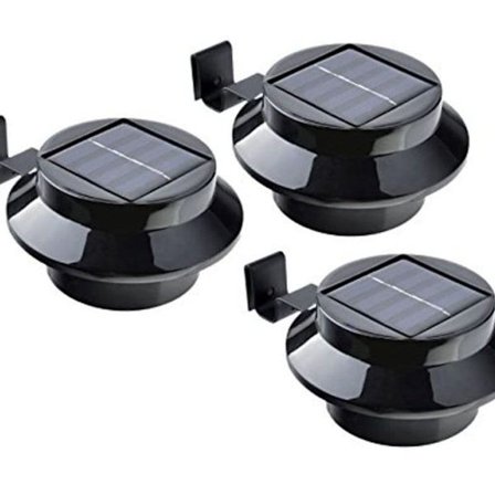 Solcelle tagrender lys / sæt med 3 / sort / trådløs / inkl. KLB