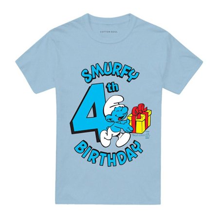 Smurfarna Unisex Vuxen Smurfig 4-årsdag T-shirt M Ljusblå
