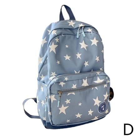Stjernetrykt ensfarget ryggsekk skolesekk student skole casual mod blue 45*30*13cm