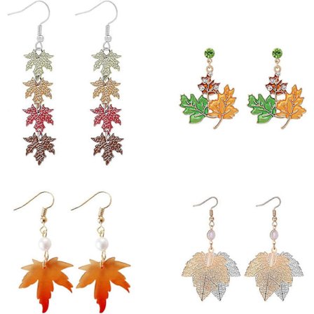 4 Par Ahornblad Øreringe til Kvinder Thanksgiving Øreringe til Kvinder Efterårs Øreringe til Kvinder (FMY)