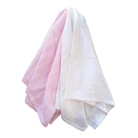 Summerville Organic Babyteppe i musselin, Pink/White, 2 stk.