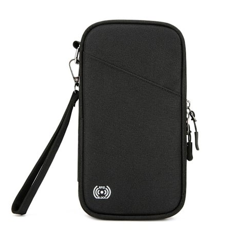 RFID-blokerende rejsepas tegnebog og dokumentarrangør Black