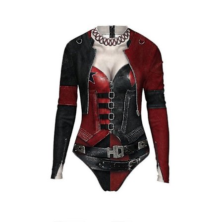 Damer Harley Quinn Cosplay Print Långärmad Dam One Piece Baddräkt