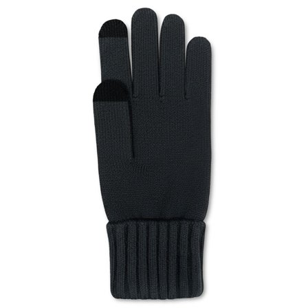 Baltic | Zwarte gebreide handschoenen met fijn ribpatroon en touchscreenfunctie voor mannen - Winterhandschoenen