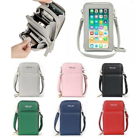 Skuldertaske i blødt PU-læder til kvinder, RFID-blokering, lille crossbody-taske, mobiltelefon-taske med indbygget pung, Niuniu (Pink)