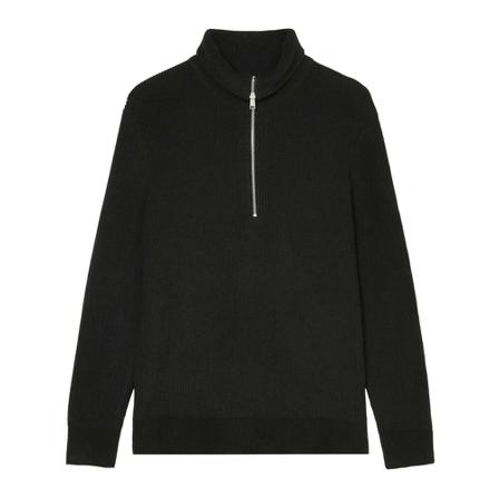 Marc O'Polo, Relaxed chenille zip-neck jumper Czarny, Mężczyzna, Rozmiar: S