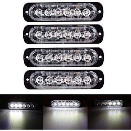 6 LED 18W Hvit Ultra Slim Underbody Nødblink Hazard Strobe Varsellys Arbeidslys Bar for 12V - 24V Bilkjøretøy, Sikkerhetsblinklys