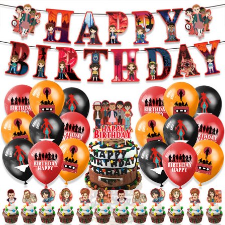 Stranger Things Fest Dekoration Fødselsdag Banner Kage Topper Balloner