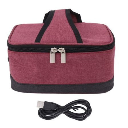 Bærbar elektrisk lunsjboks matvarmer USB konstant oppvarming isolasjonspose oppvarmet lunsjbokspose vinrød