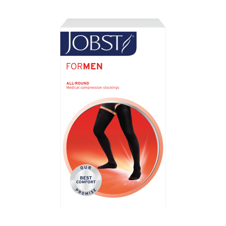 JOBST For Men Lårstrømpe Klasse1, Medium, sort, 1 par
