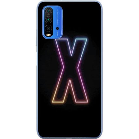 Kompatibelt Mobildeksel til Xiaomi Xiaomi Redmi Note 9 4G Neonbokstav X i sterke fargevariasjoner mot svart bakgrunn, kraftig typografisk design med t