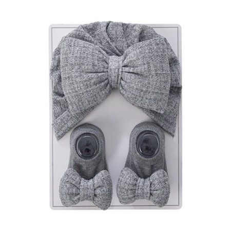 Gränsöverskridande baby halogen skydd dörr huvudduk hatt, nyfödd bomullsfylld stor rosett stickad hatt, ren bomullsstrumpset