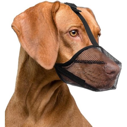 (L, sort) 1 stk., åndbar mundkurv til små, mellemstore og store hunde for at forhindre hunde i at spise, bide og tygge.