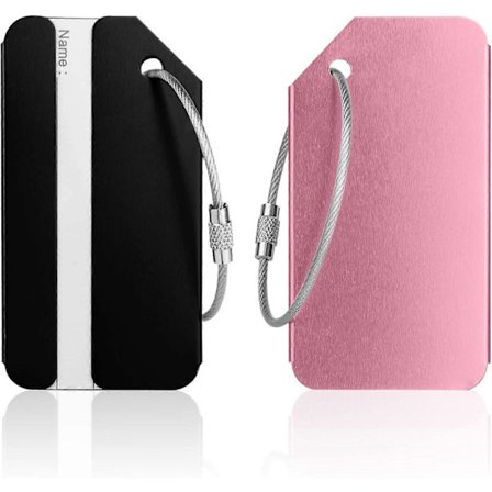 Bagagemærker, 2 stk. bagagemærker i aluminiumslegering, kuffert ID-mærkesæt, håndtaske mærker rejsetilbehør til indchecket bagage