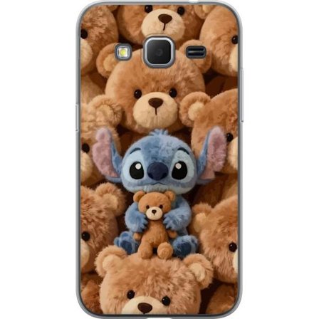 Kompatibel Mobilcover til Samsung Galaxy Core Prime Stitch omgivet af brune teddybjørne med en lille teddybjørn i armene i en sød og hyggelig kawaii-d