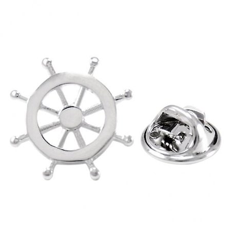 7xsilver Mässing Nautisk Skeppsratt Krage Lapel Badge Marin Charms