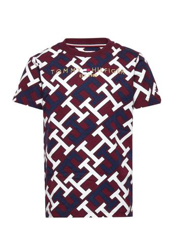 Aop Monogram Tommy Logo Tee S/S T-shirt Multi/mønstret Tommy Hilfiger