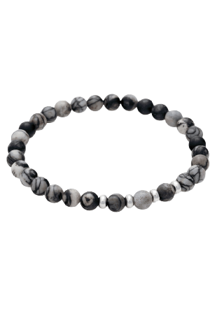 by BILLGREN Baltsar | Beadsarmband Armband Herr Grå 19 cm