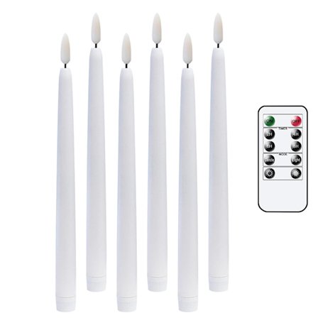 Flamlösa LED-ljus med fjärrkontroll och timer, vita äkta vax 3D-veke flimrande bröllopsmiddag festliga dekorativa ljus