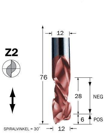 Cobolt 60-156MC Spiralskærer D=12, L=28, TL=76, S=12, Maskintilbehør & forbrugsvarer