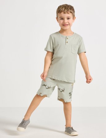 Lindex Shorts Dino Aop - Green - 110/116