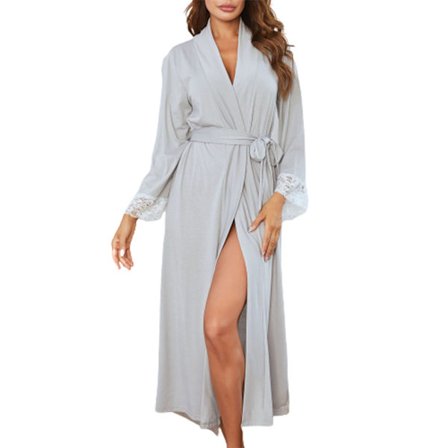 Kvinnors badrock Kimono morgonrock V-ringad nattlinne långärmad bastu morgonrock S-XXL
