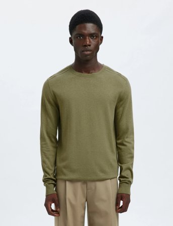 Selected Slmberg Crew Neck Noos - Khaki green - XXL