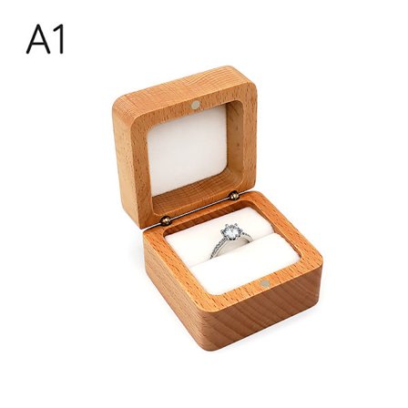 Wood Gifting Ring Gaveesker Etui Emballasje for smykker Ring Ne