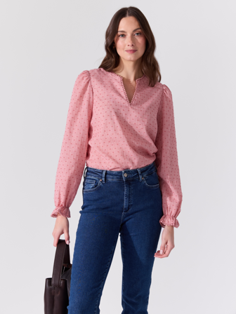 MATCH - Francesca bluse - Va Vite - Str. 34 - Dame - Skjorter & Bluser - Rosa - 80% bomull, 20% polyester