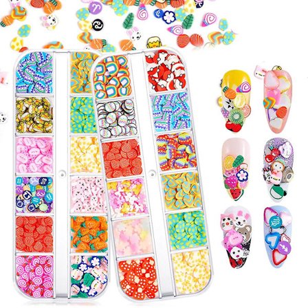 24 ruudukon pääsiäisen kynsien taide glitterpaljetit, pääsiäisen 3D kynsien taidetarrat kynsien taidetarvikkeet sekoitetut muodot(typestyle1)